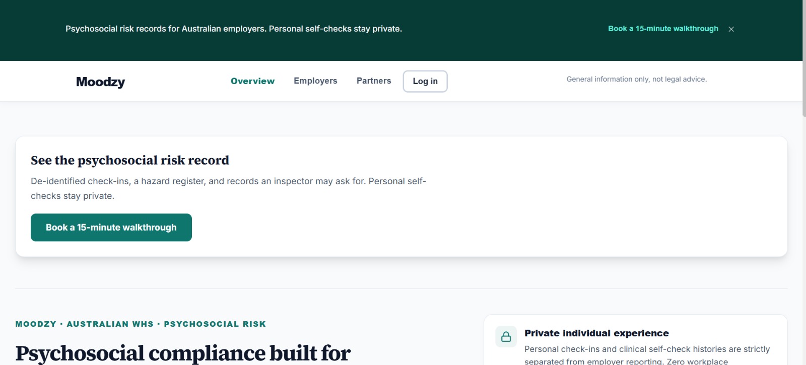 Moodzy homepage